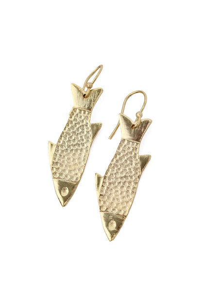 Gold Fish Drop Earrings