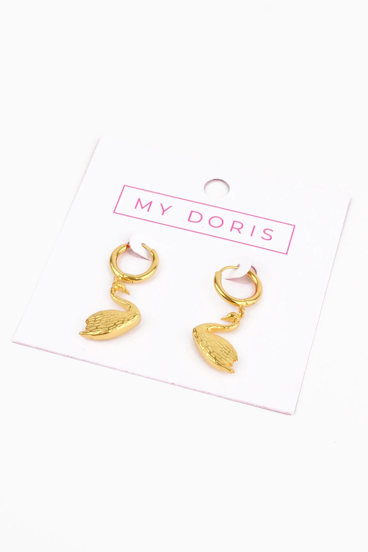 Gold Swan Huggie Hoop Earrings
