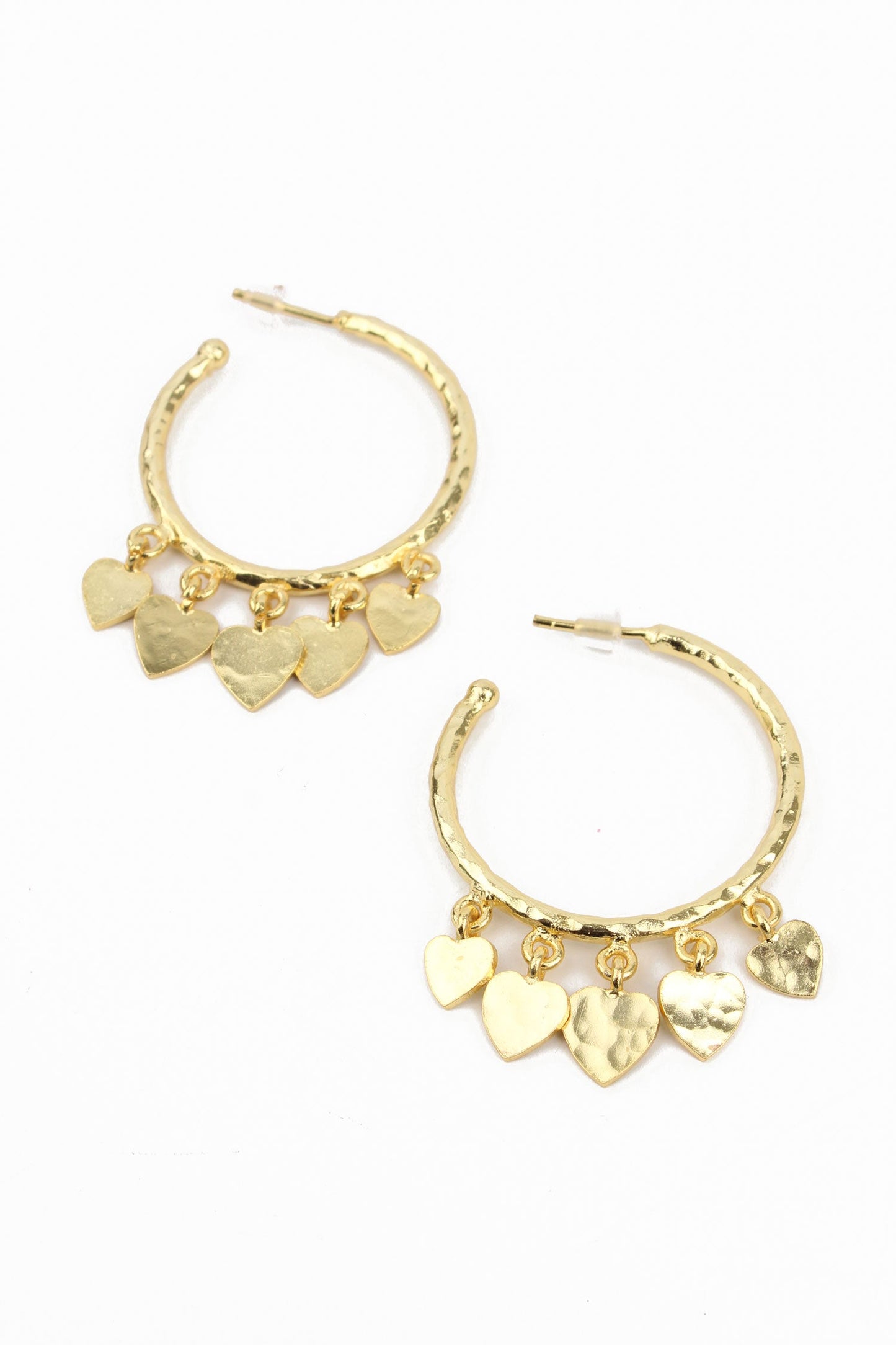 Heart Charms Gold Hoops