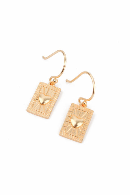 Gold Heart Plate Earrings