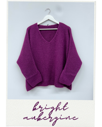 Slouchy V Neck Mohair Jumper