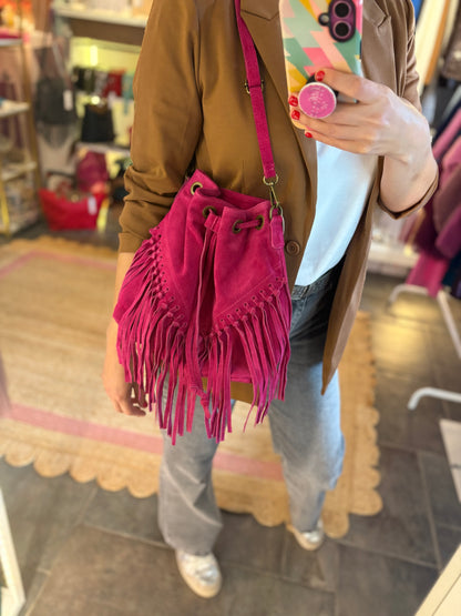 Suede Tassel Bucket Bag