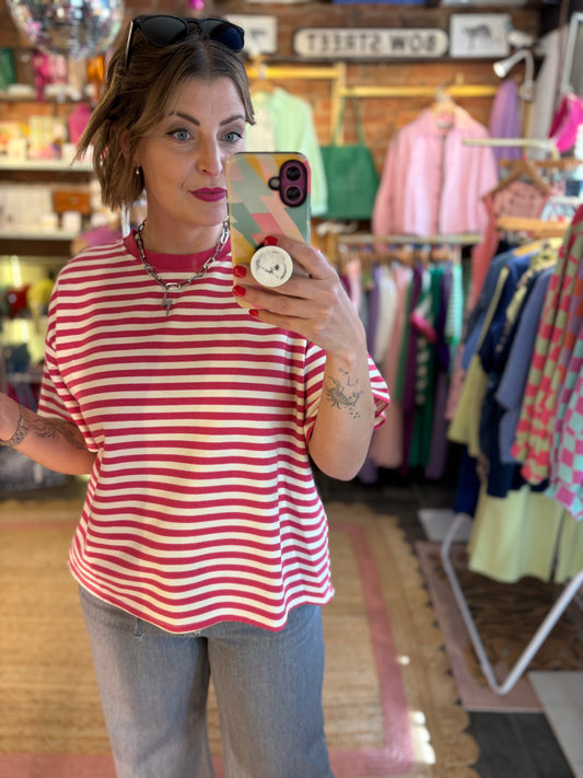 Fine Striped Boxy T-Shirt