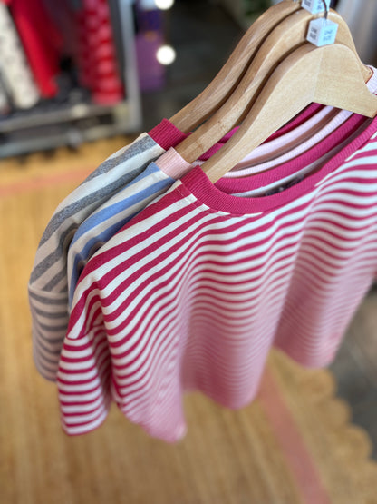 Fine Striped Boxy T-Shirt