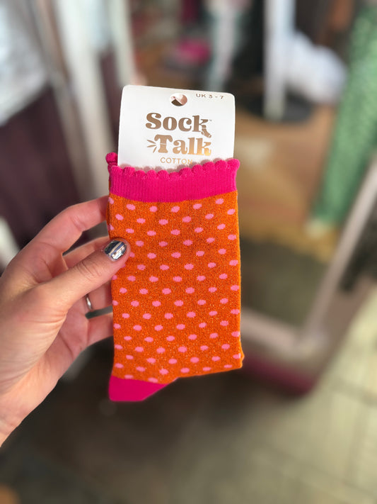 Glitter Socks - Spotty Pink/Org