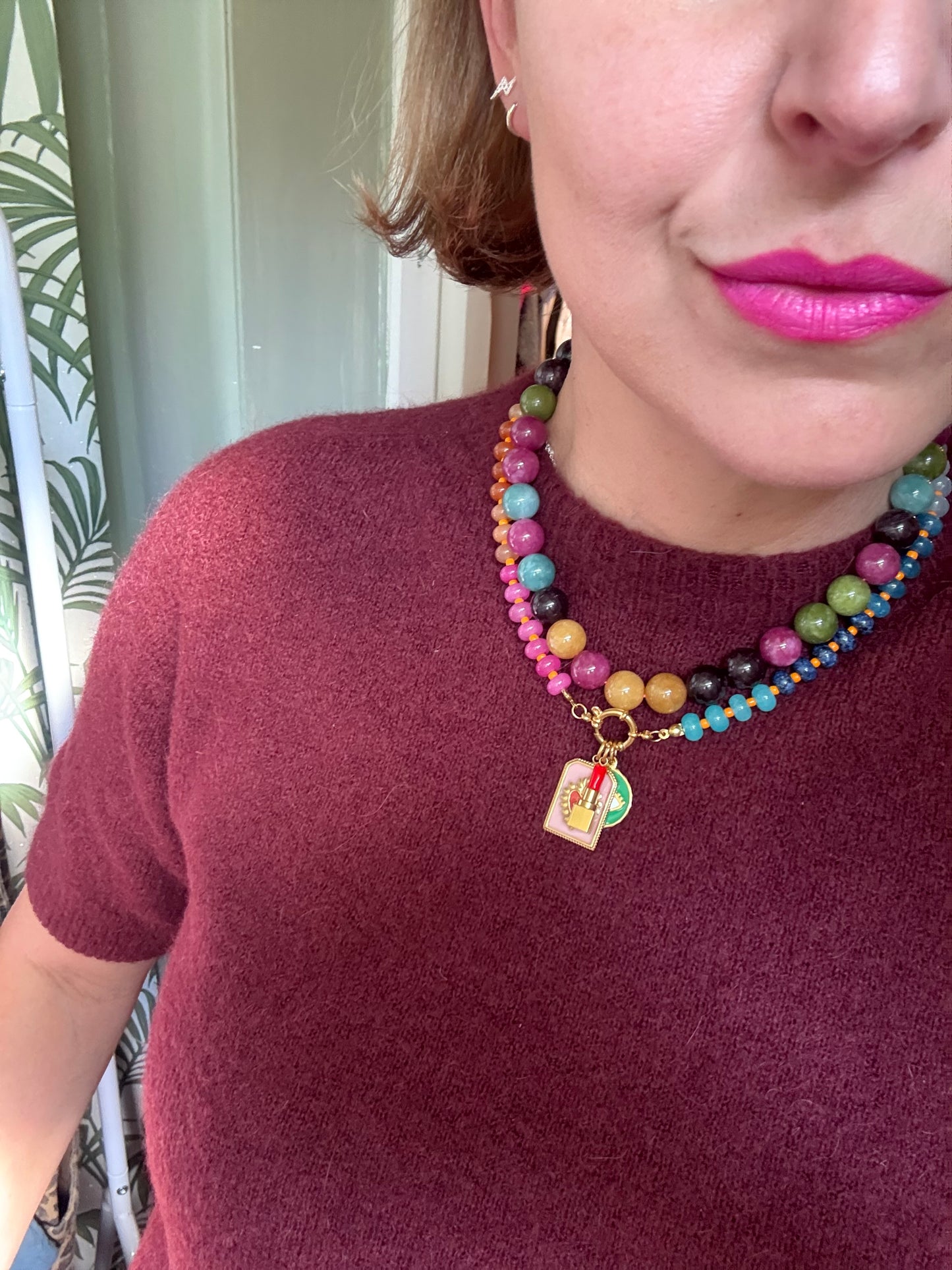 Autumn Candy Bead Charm Necklace