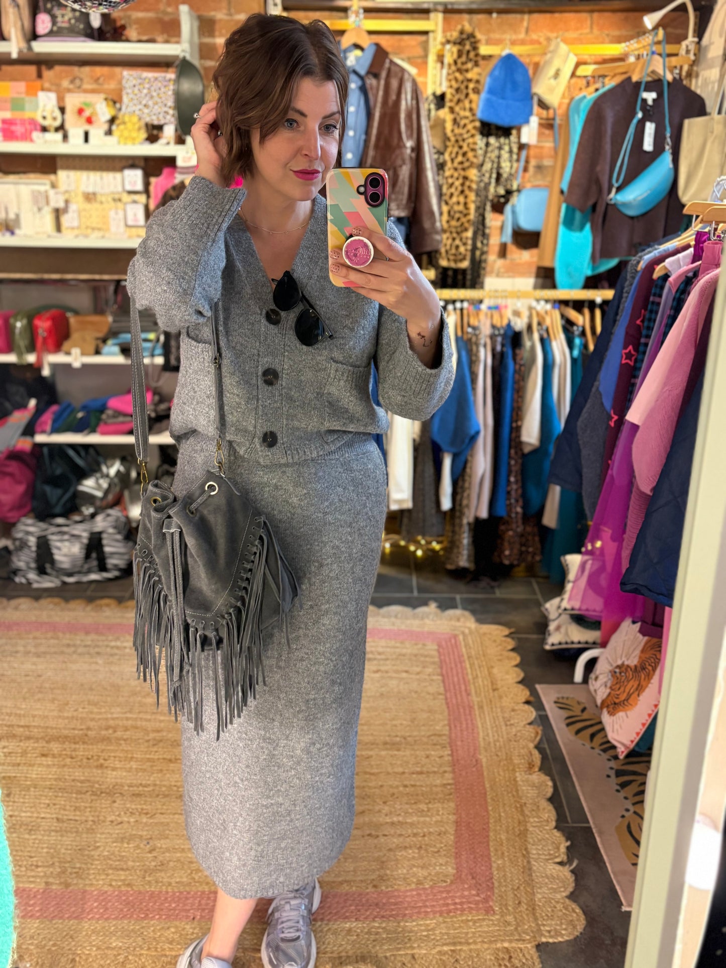 Classic Comfy Grey Knit Cardigan