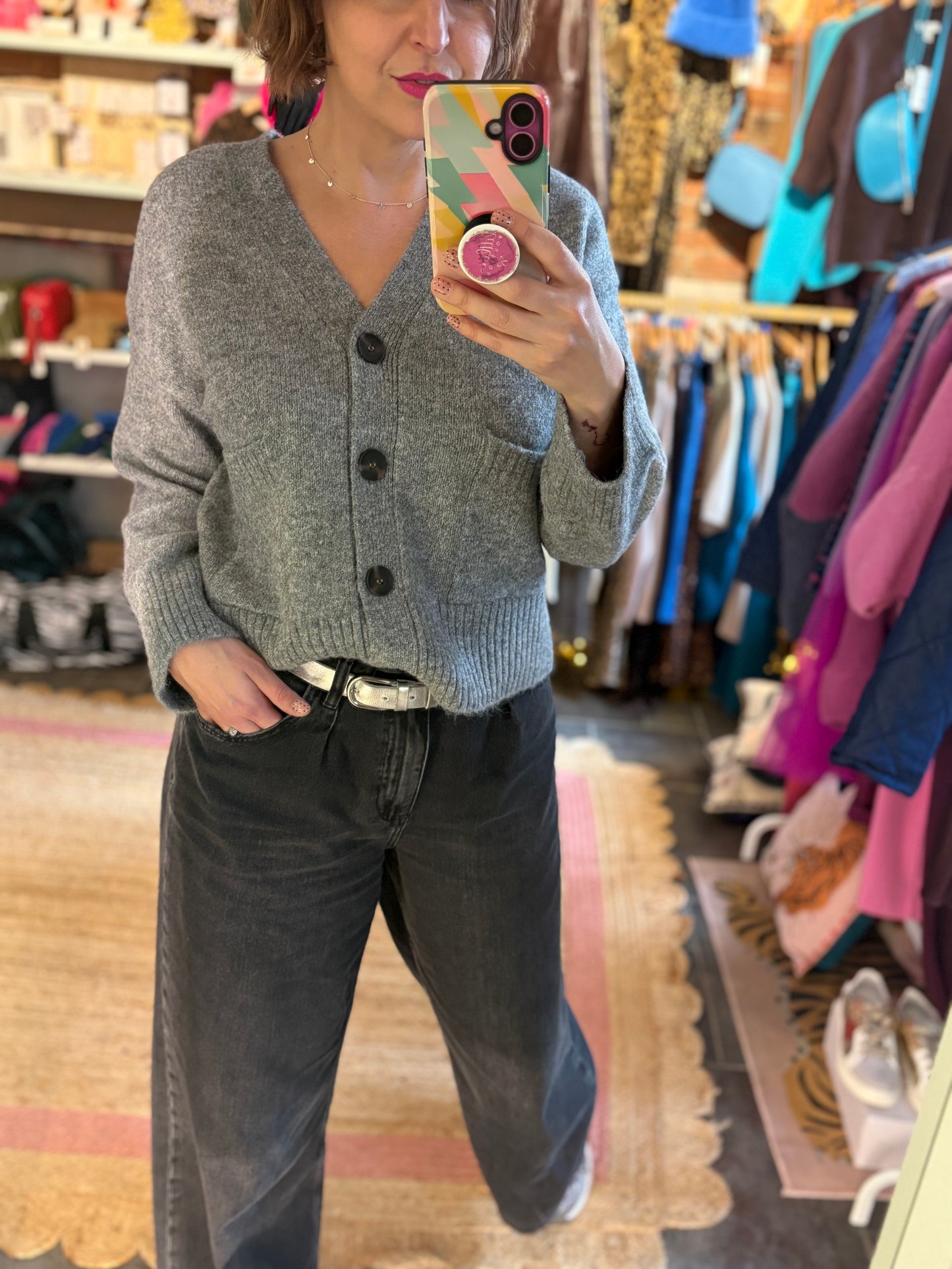 Classic Comfy Grey Knit Cardigan