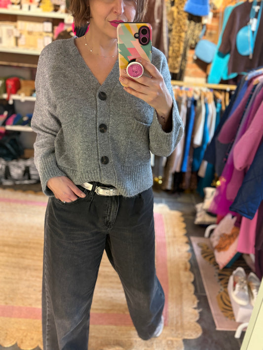 Classic Comfy Grey Knit Cardigan