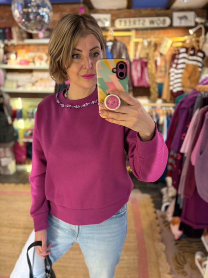 Jewel Trim Magenta Sweatshirt