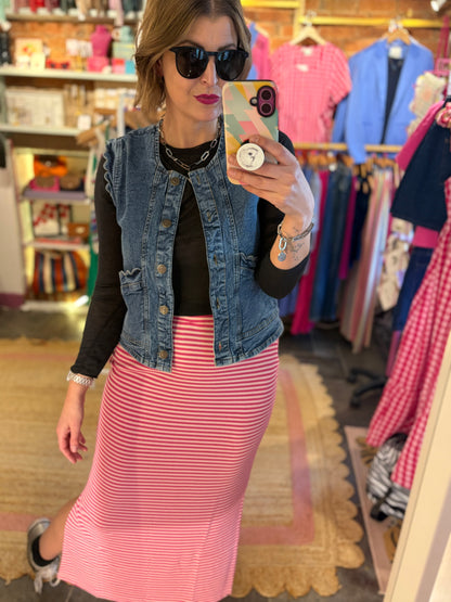 Scallop Denim Waistcoat Top