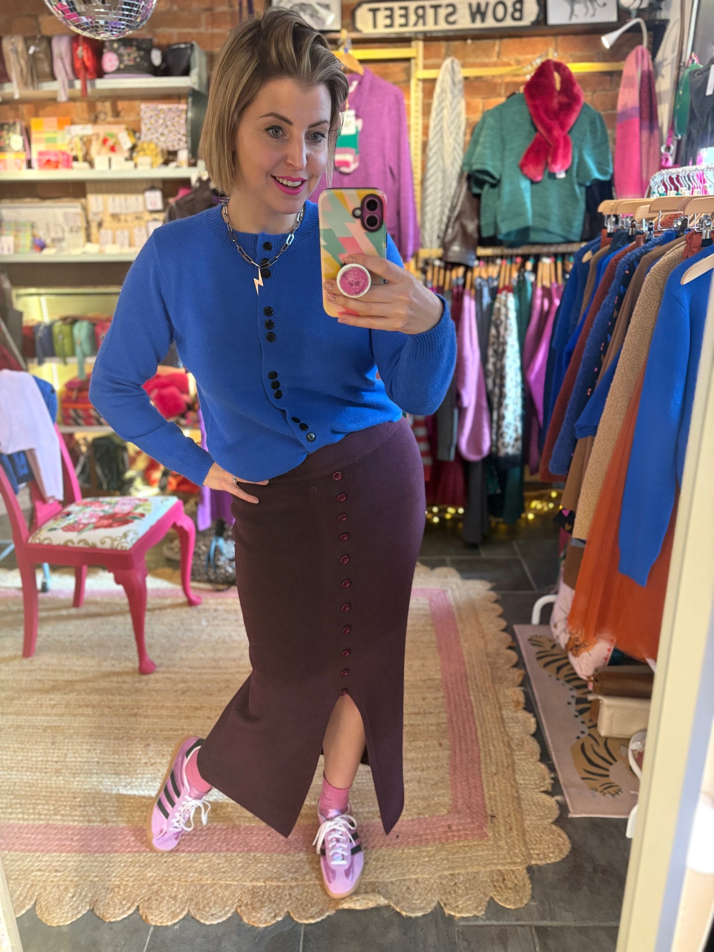 Cobalt Blue Black Button Cardigan