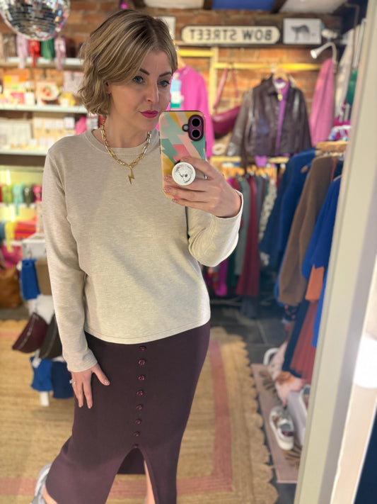 Fine Knit Long Sleeve Plain Top