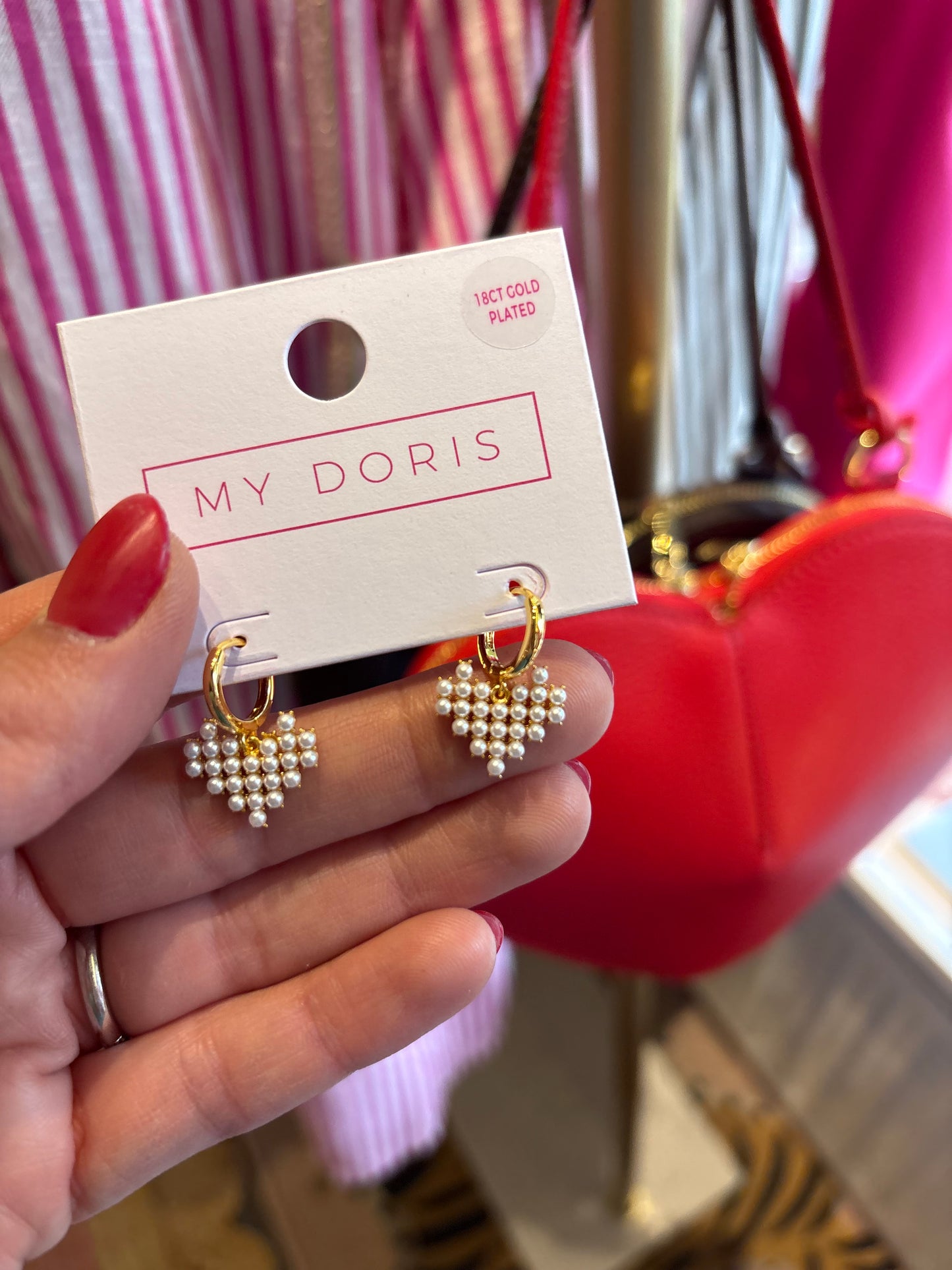 Pearl Heart Huggie Hoops
