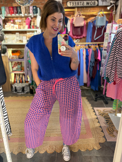 Gingham Barrel Leg Trousers *New Season Colours*