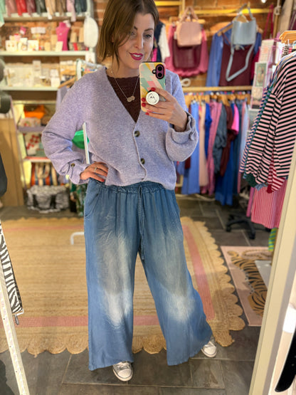 Tencel Denim Wide Leg Trousers