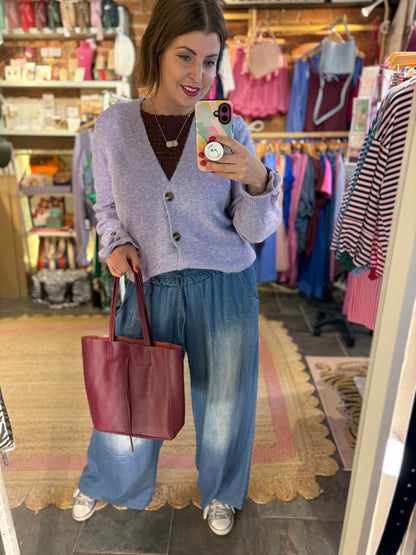 Tencel Denim Wide Leg Trousers