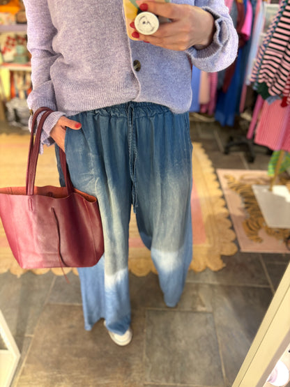 Tencel Denim Wide Leg Trousers