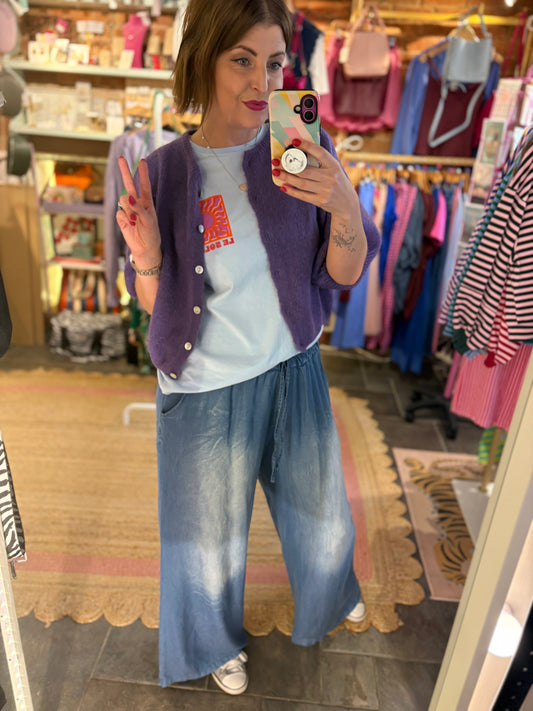 Tencel Denim Wide Leg Trousers