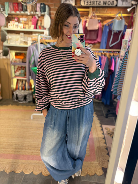 Tencel Denim Wide Leg Trousers