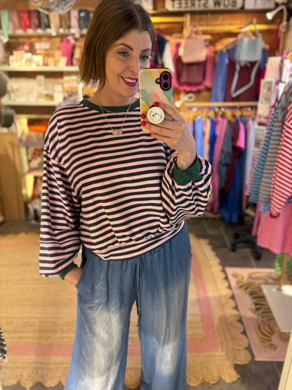 Striped Summer Cuffed Sweatshirt
