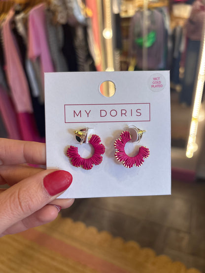 Small Hoop Flower Fan Earrings