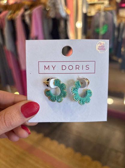 Small Hoop Flower Fan Earrings