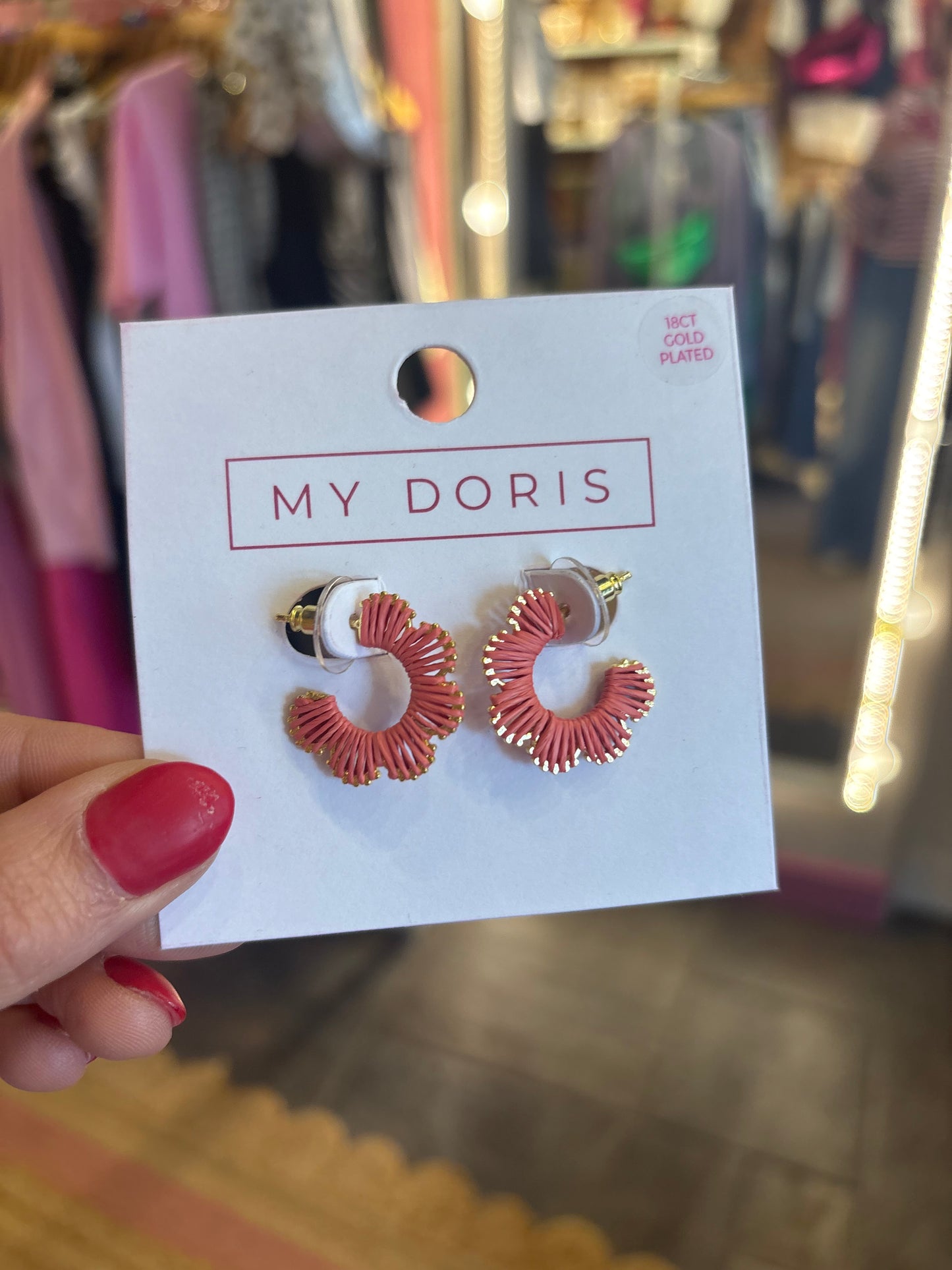 Small Hoop Flower Fan Earrings