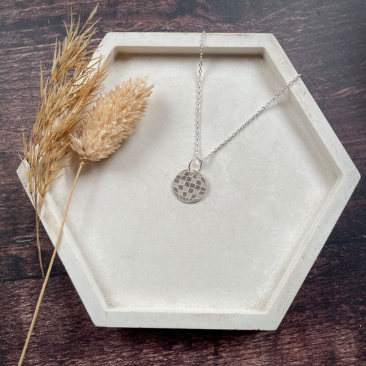 Silver Disco Ball Necklace