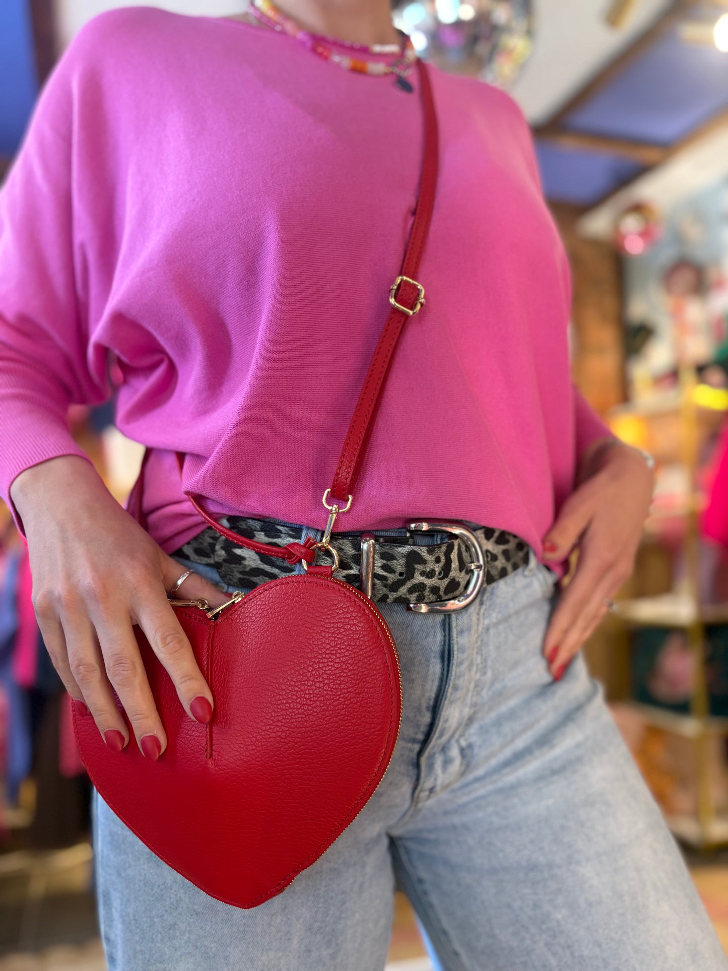 Red Heart Leather Bag