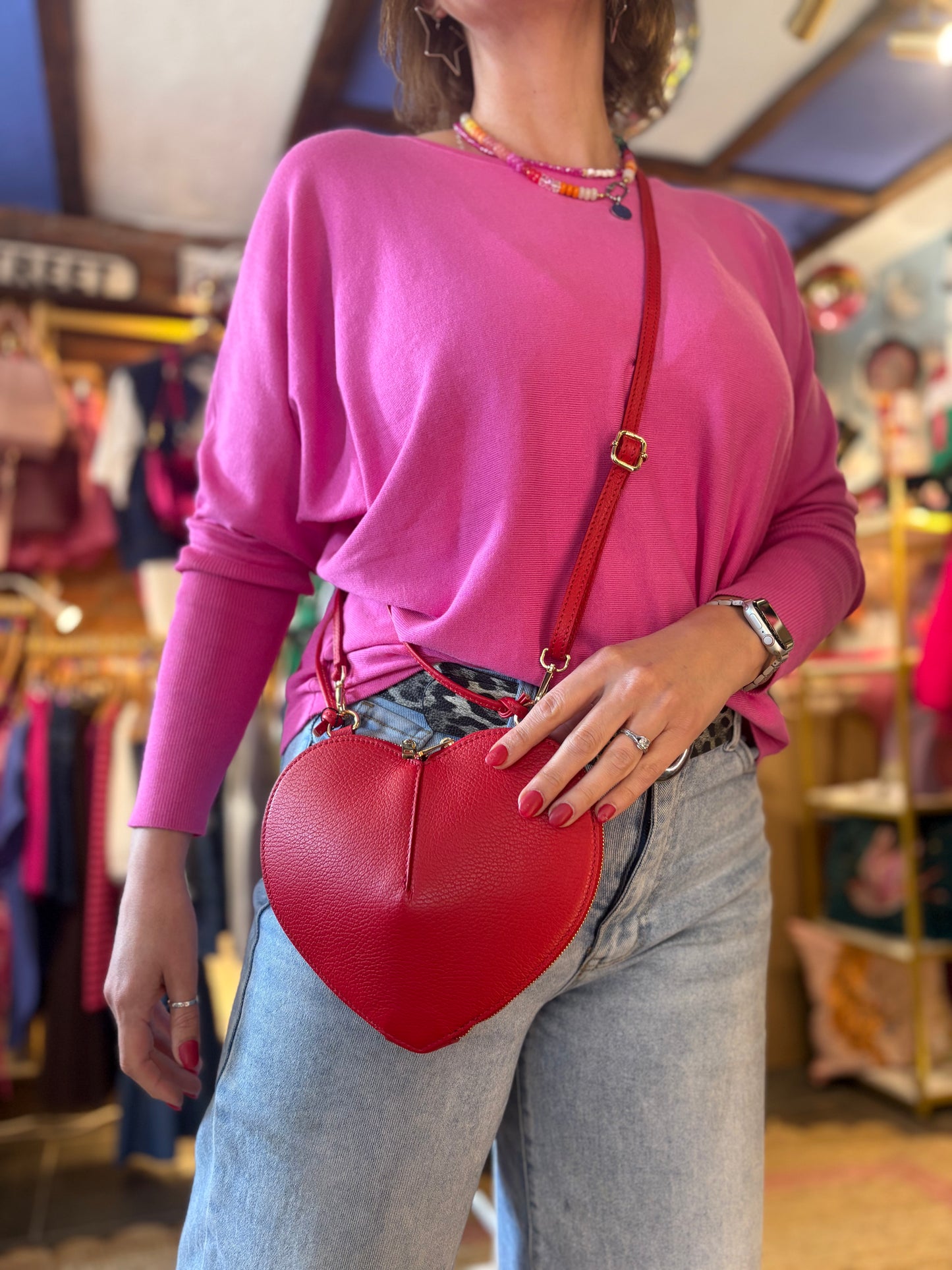 Red Heart Leather Bag
