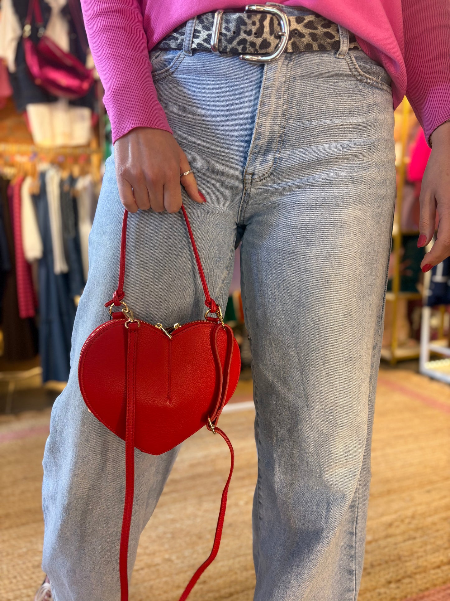 Red Heart Leather Bag