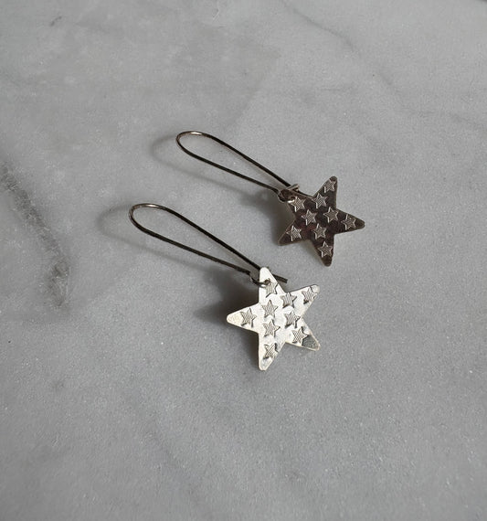 Sterling Silver Star Drop Earrings