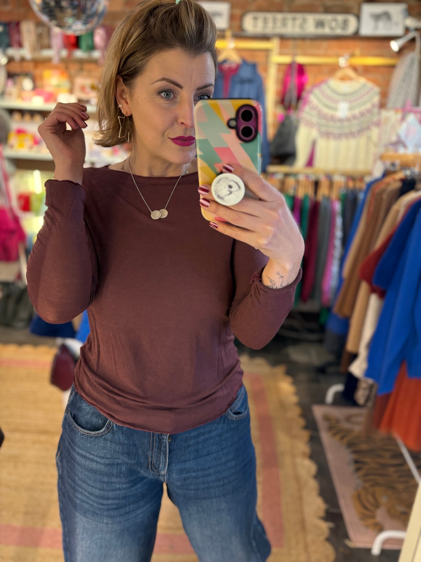 Plain Cashmere Blend Layering Top