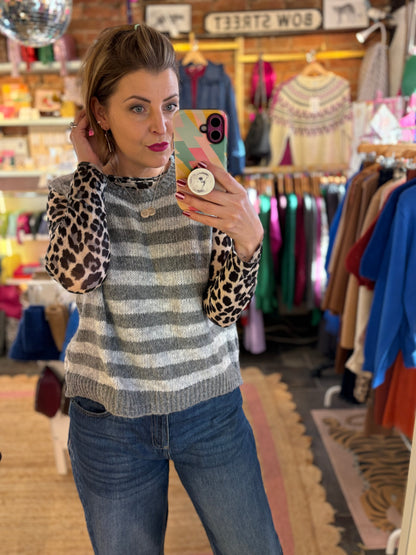 Long Sleeve Leopard Print Layering Top