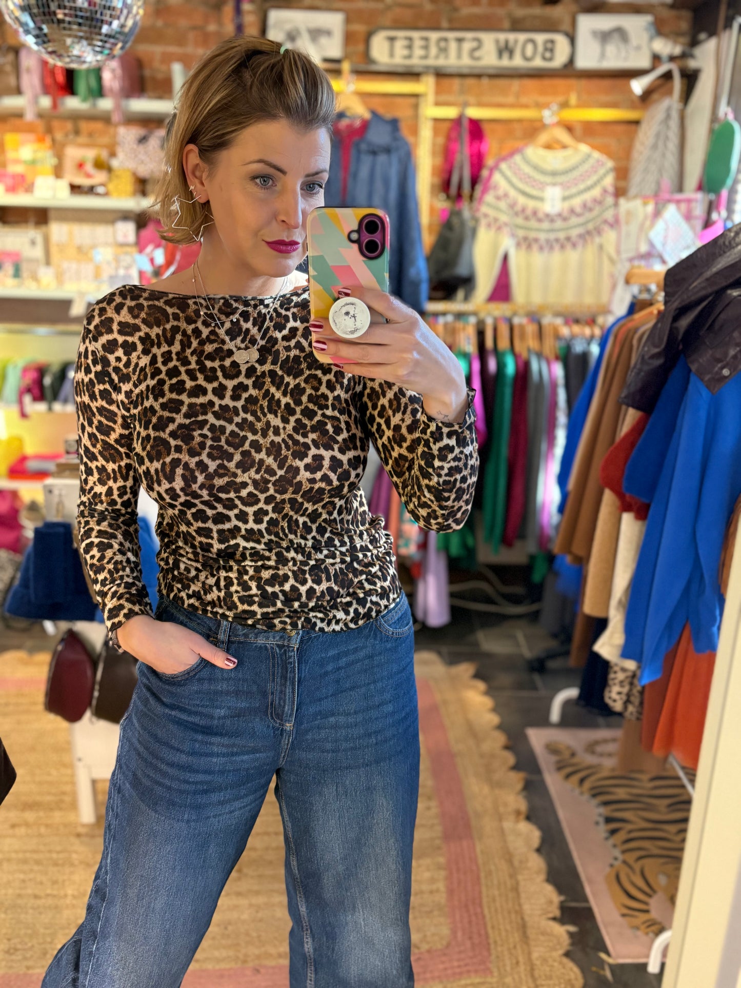 Long Sleeve Leopard Print Layering Top