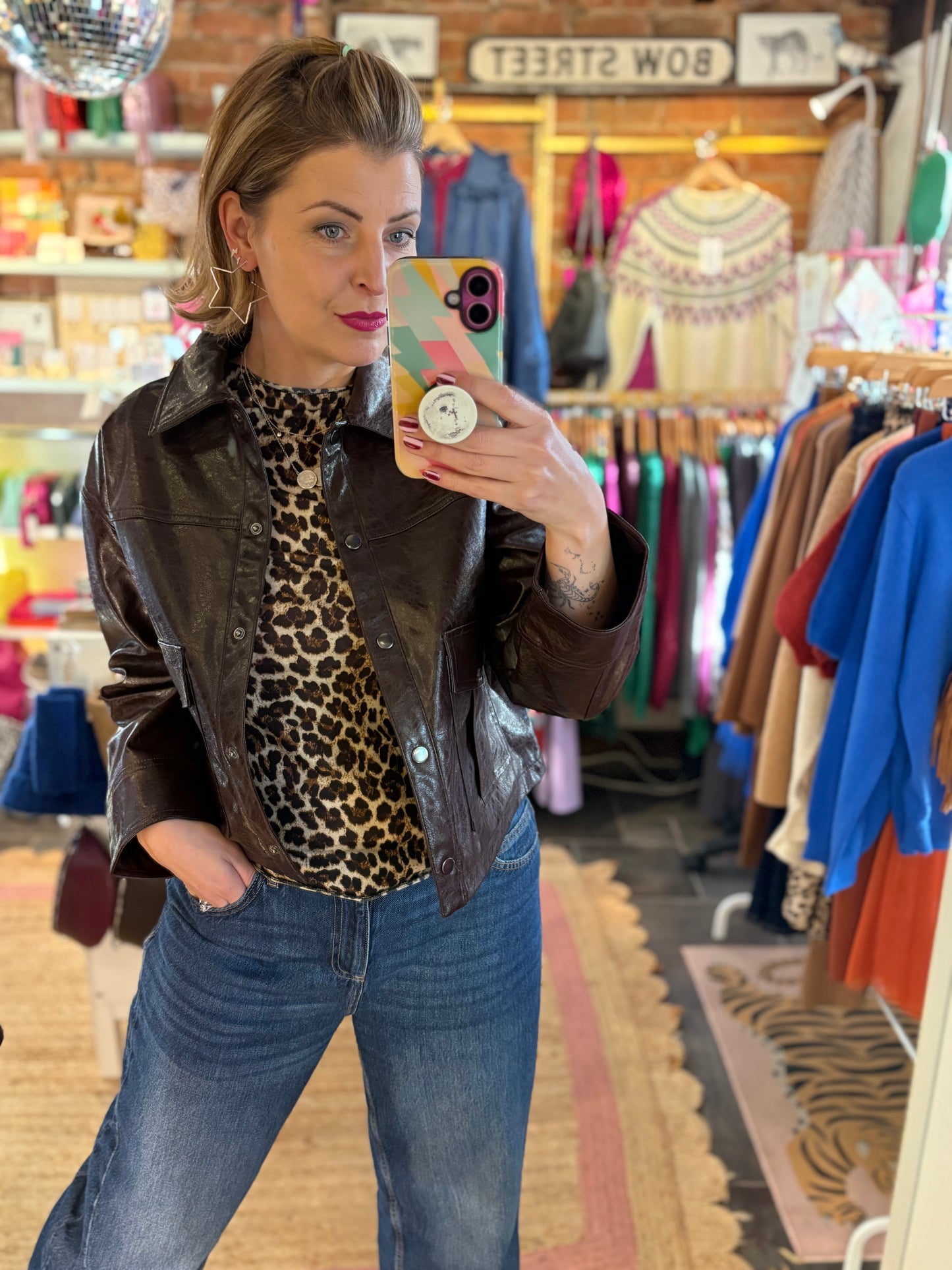 Long Sleeve Leopard Print Layering Top