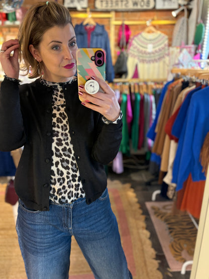 Long Sleeve Leopard Print Layering Top