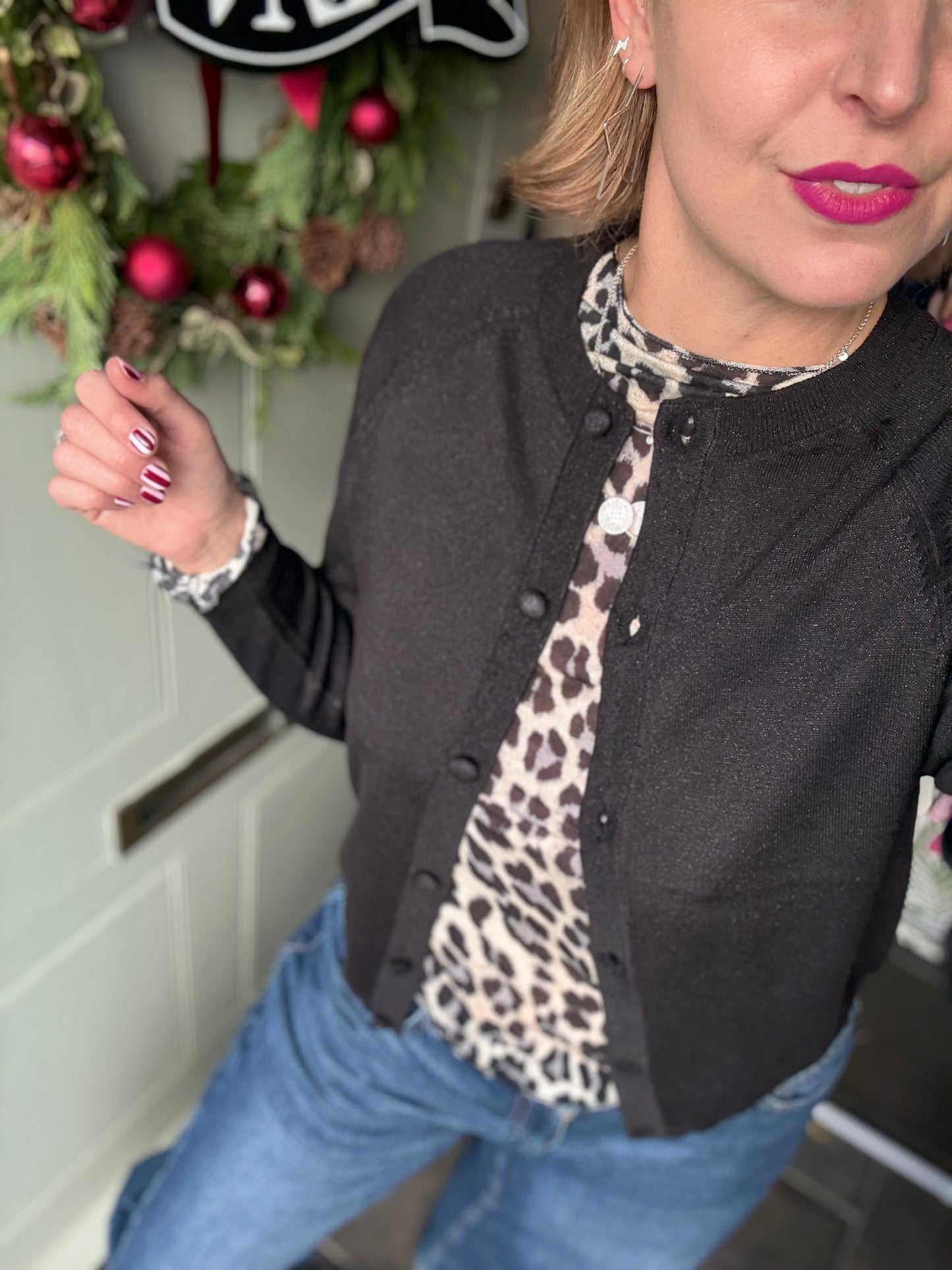 Long Sleeve Leopard Print Layering Top