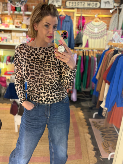 Long Sleeve Leopard Print Layering Top