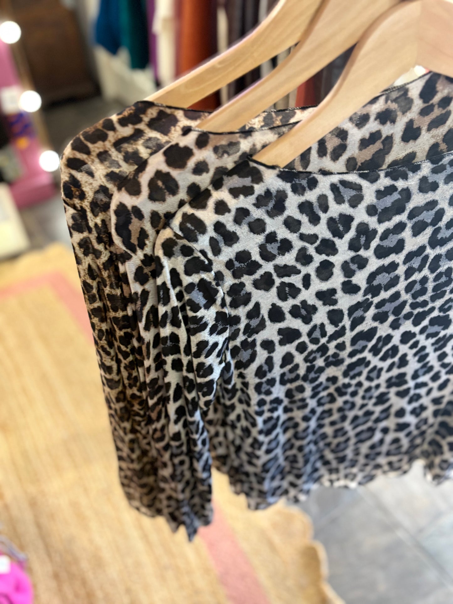Long Sleeve Leopard Print Layering Top