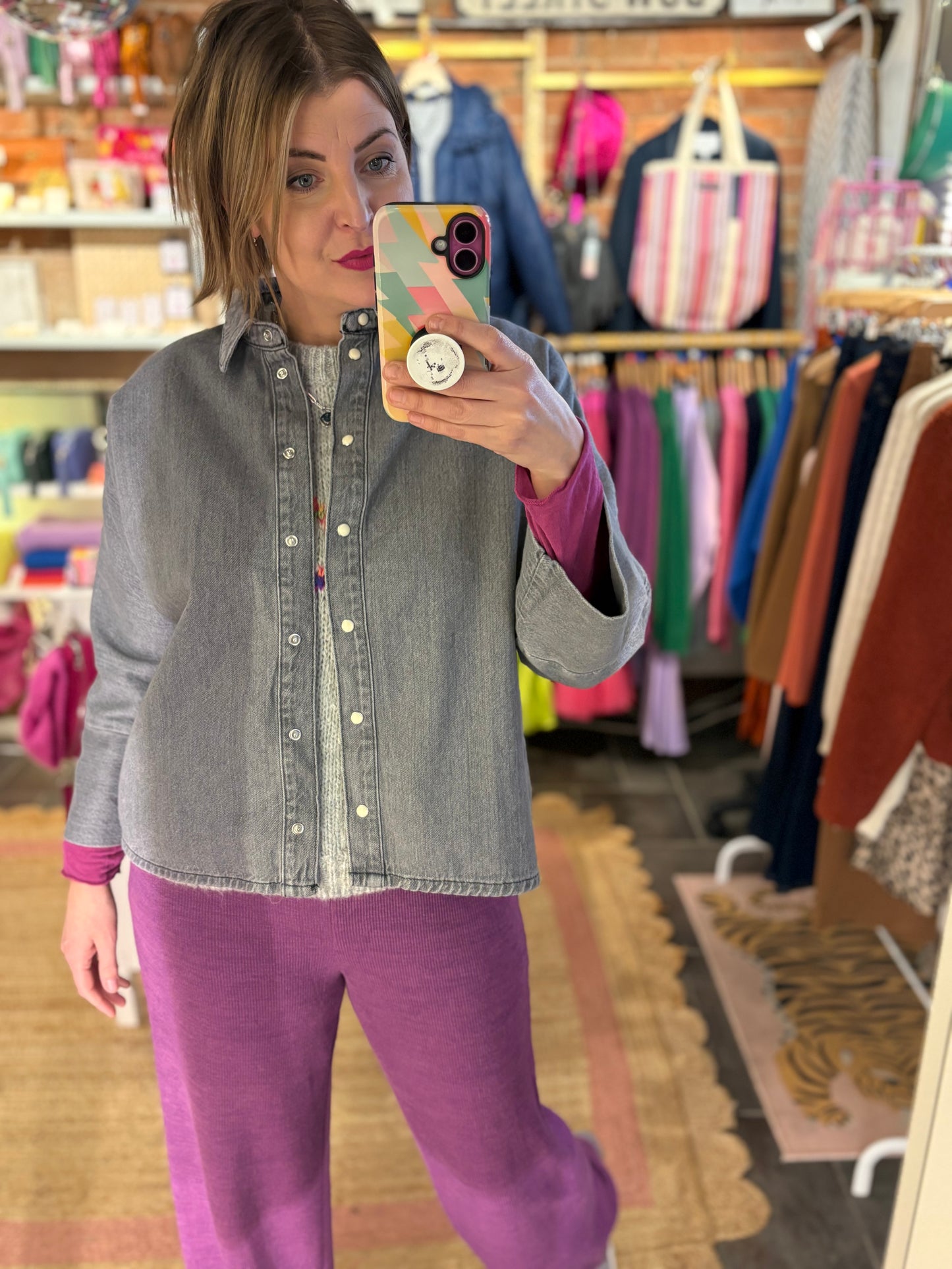 Grey Denim Shirt Jacket