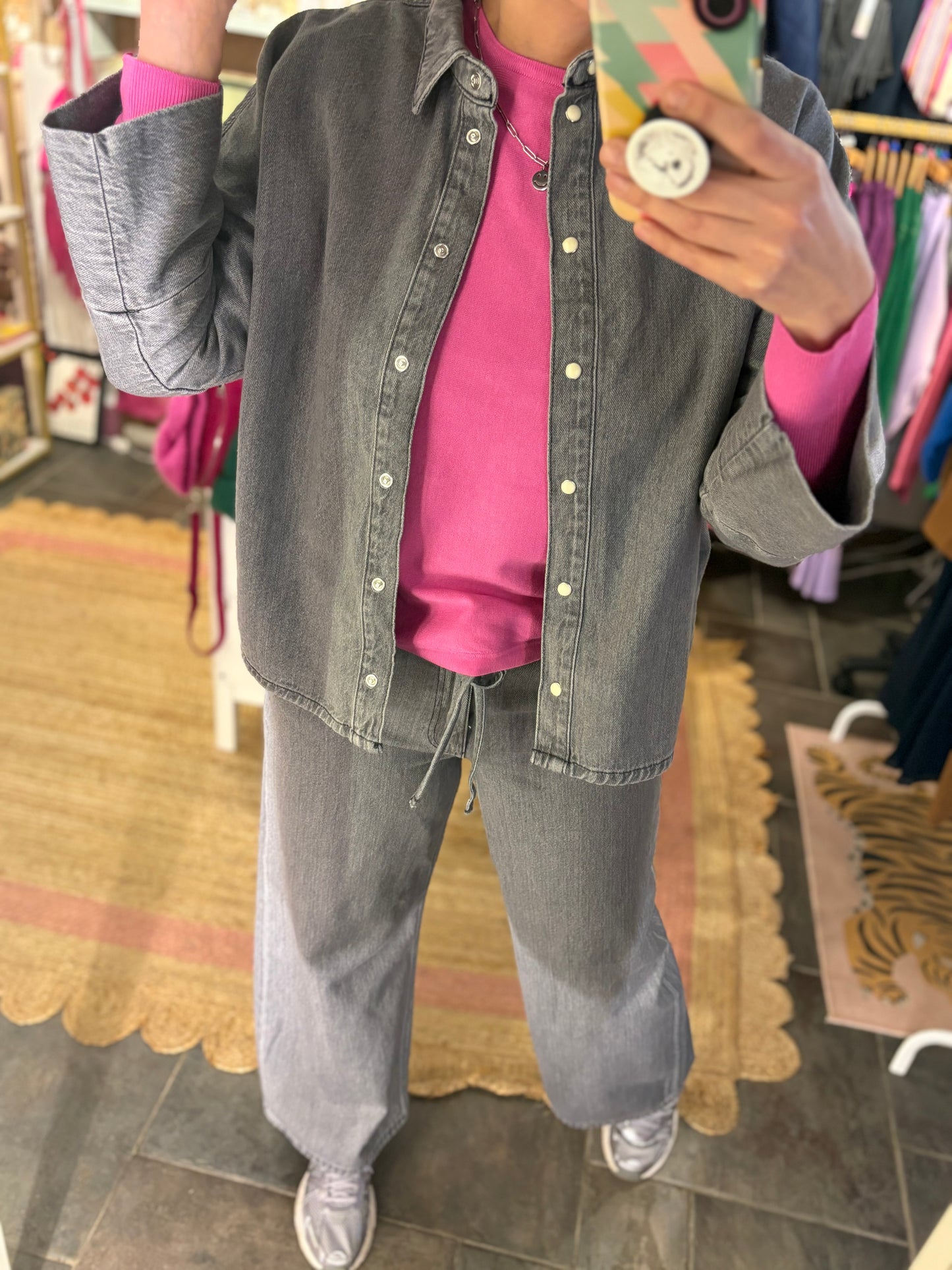 Grey Denim Shirt Jacket