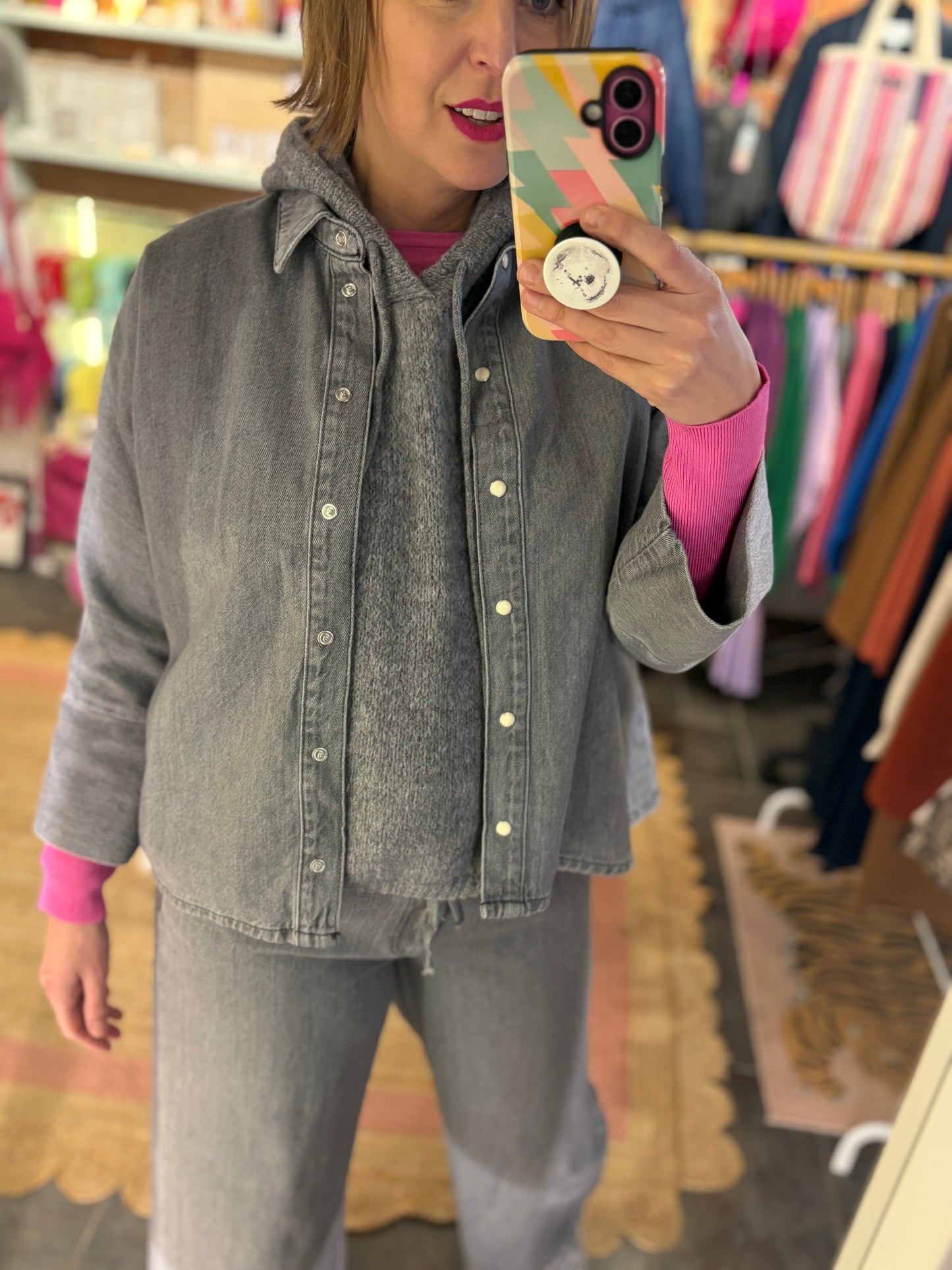 Grey Denim Shirt Jacket