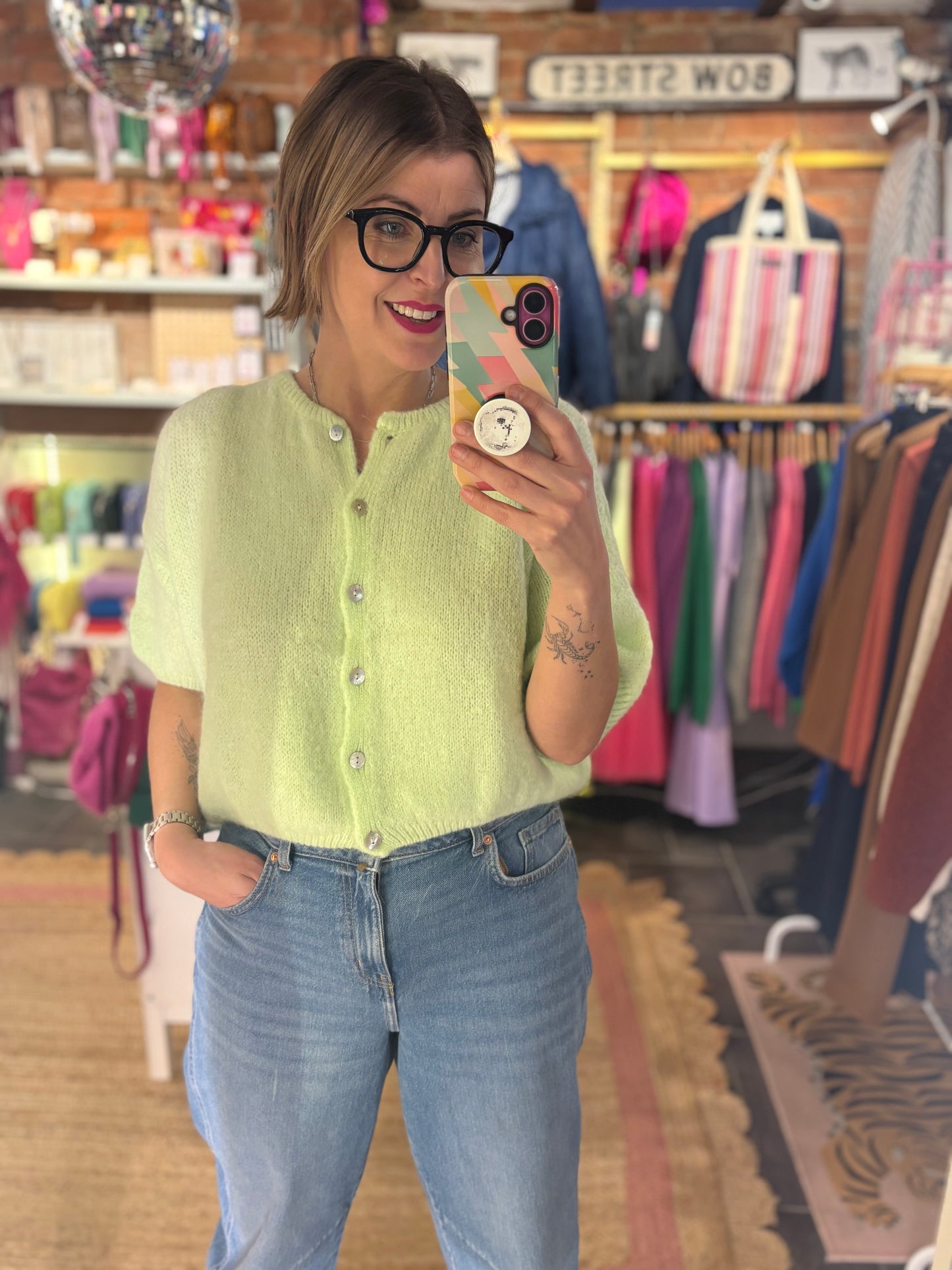 Mohair Short Sleeve Cardigan