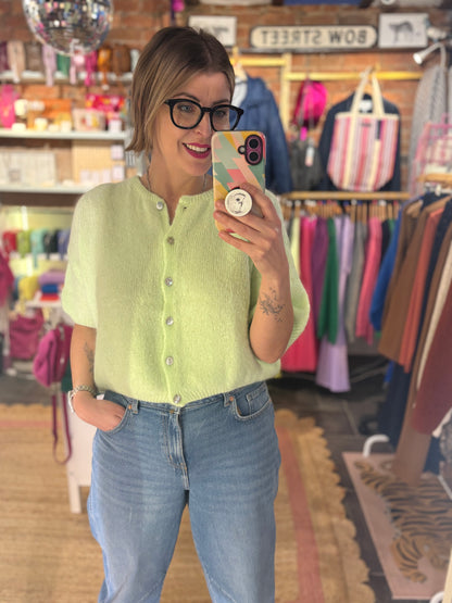 Mohair Short Sleeve Cardigan