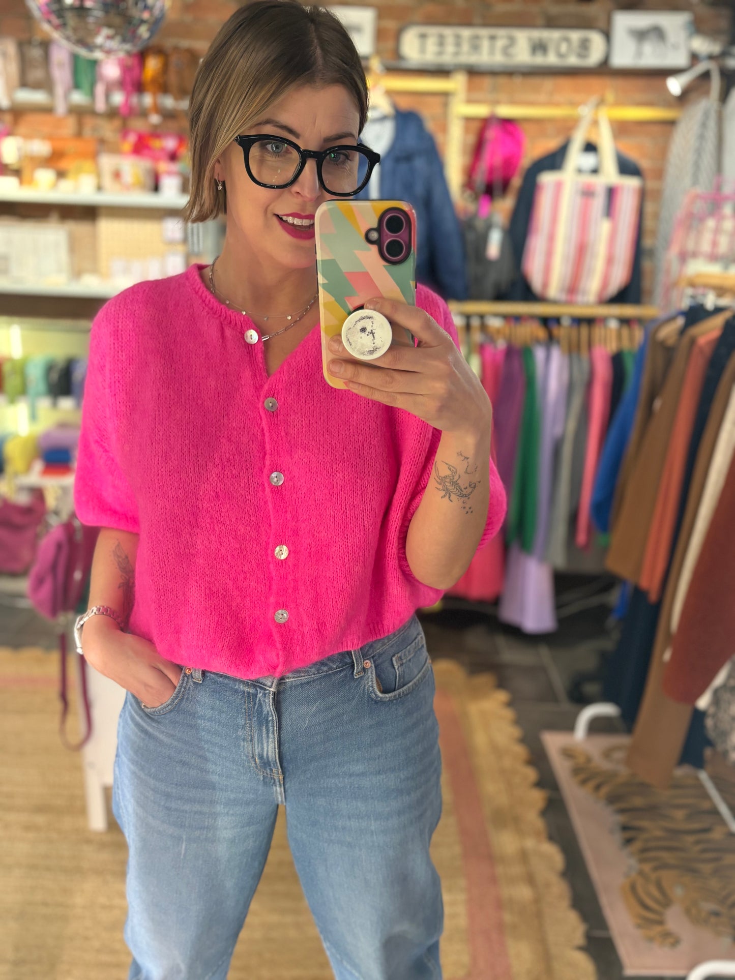 Mohair Short Sleeve Cardigan