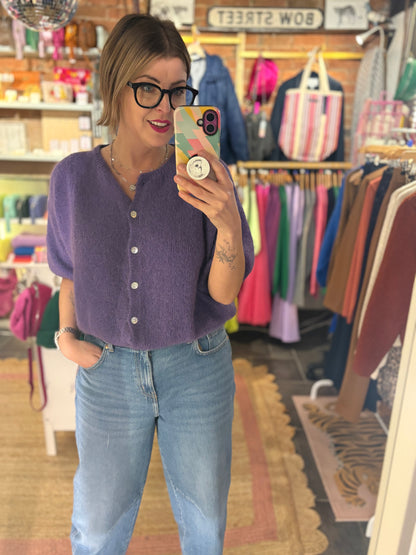 Mohair Short Sleeve Cardigan