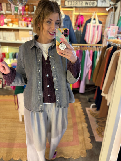 Grey Denim Shirt Jacket
