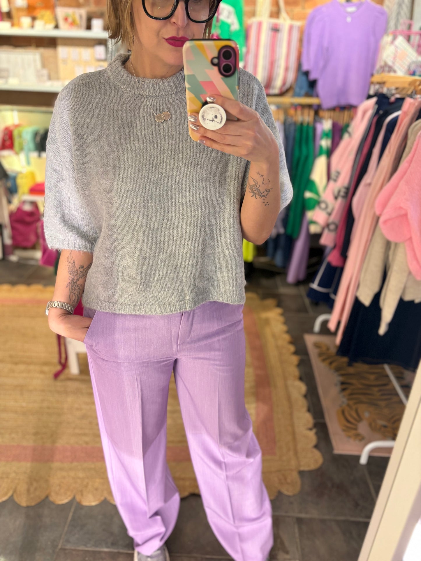 Lavender Tailored Easy Trousers